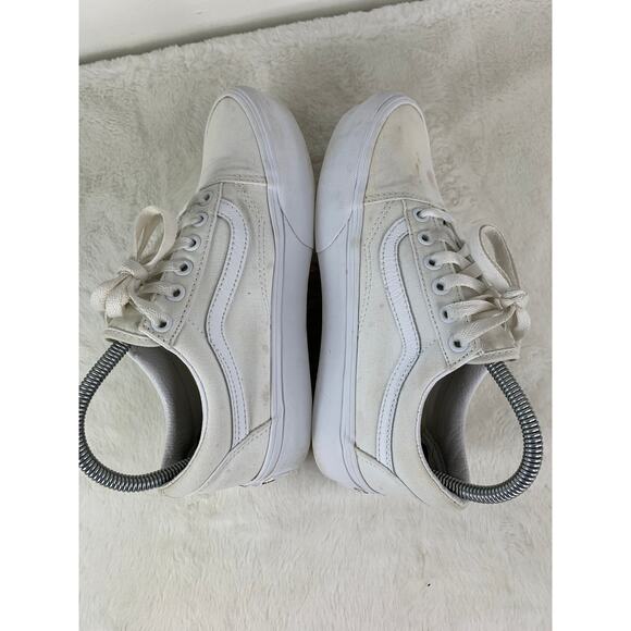 Vans Old Skool white Platform Shoes Women's Size 7 Canvas Sneakers - Picture 4 of 8
